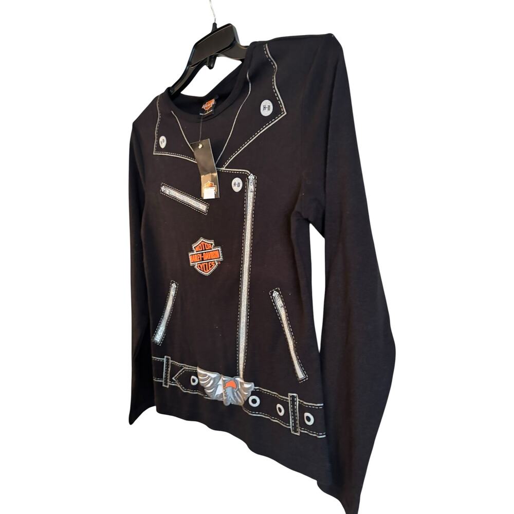 NWT Vintage Harley Davidson El Paso Tx Leather Jacket Style Long Sleeve Top L - Picture 2 of 5
